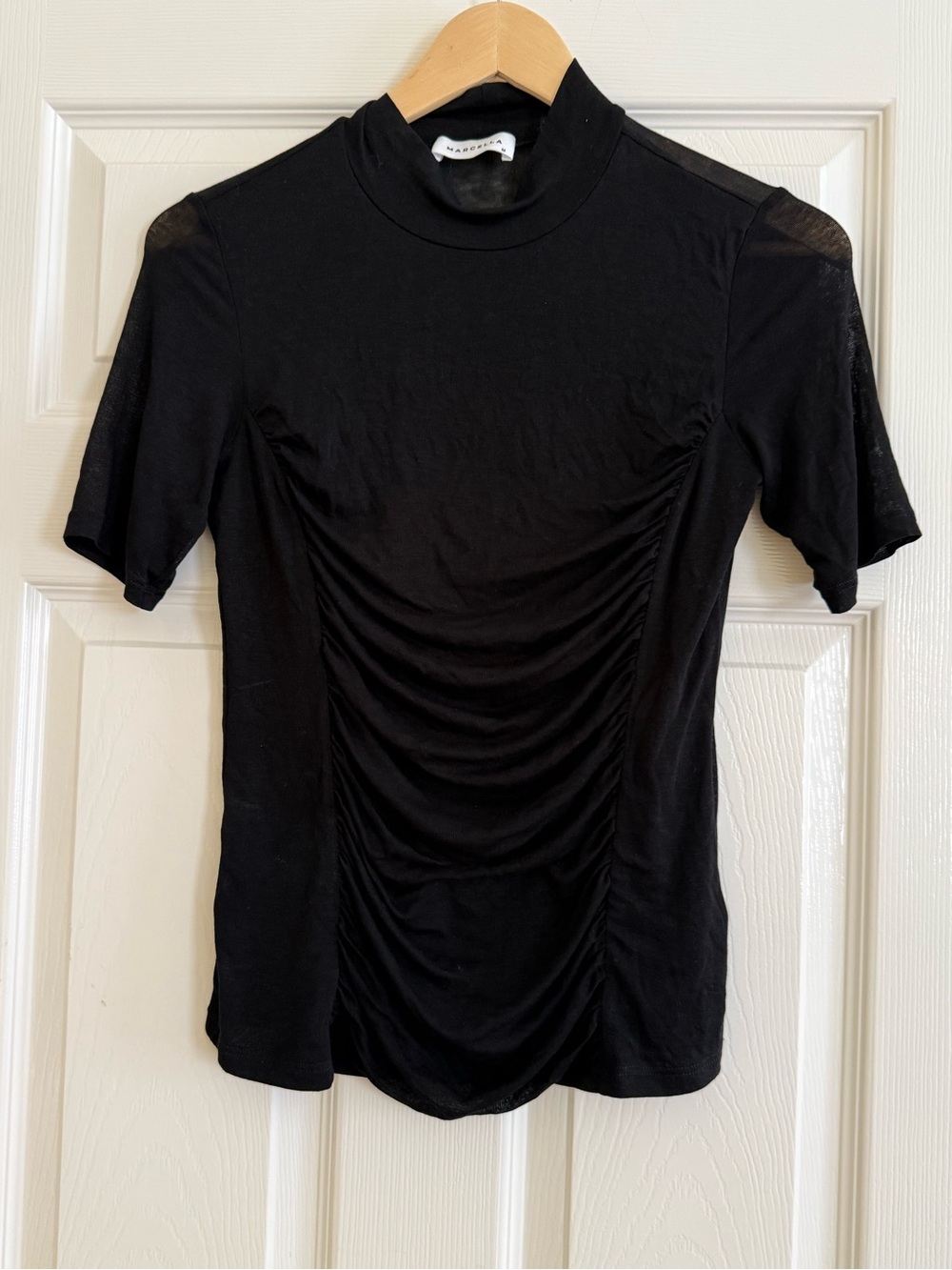 Marcella NYC Ruched Mock Neck Top
